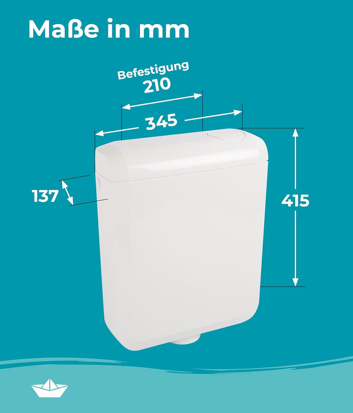 Calmwaters® Spülkasten mit 2-Mengen-Spülung, 3-3,5 & 6-7 Liter Spülmenge, Aufputzspülkasten WC schma