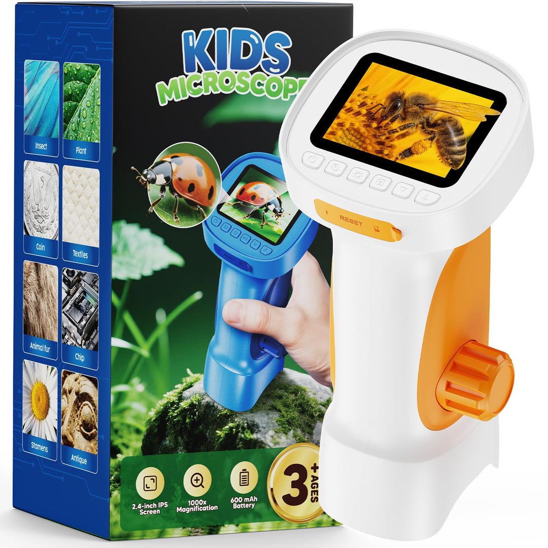 Mikroskop für Kinder 1000X mit Bildschirm, Foto, Videofunktion | Tragbares Digitales Mikroskop Kinde