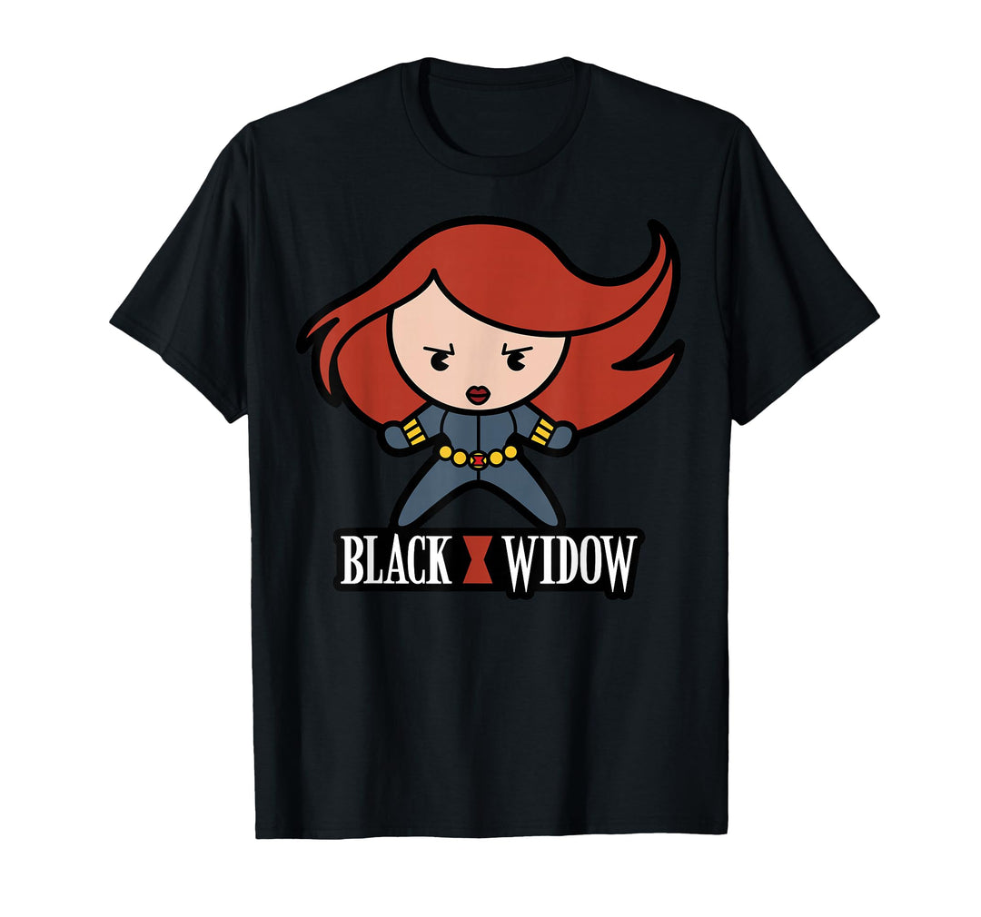Mens Marvel Black Widow Cute Kawaii Logo Stance Graphic T-Shirt XL Royal Blue