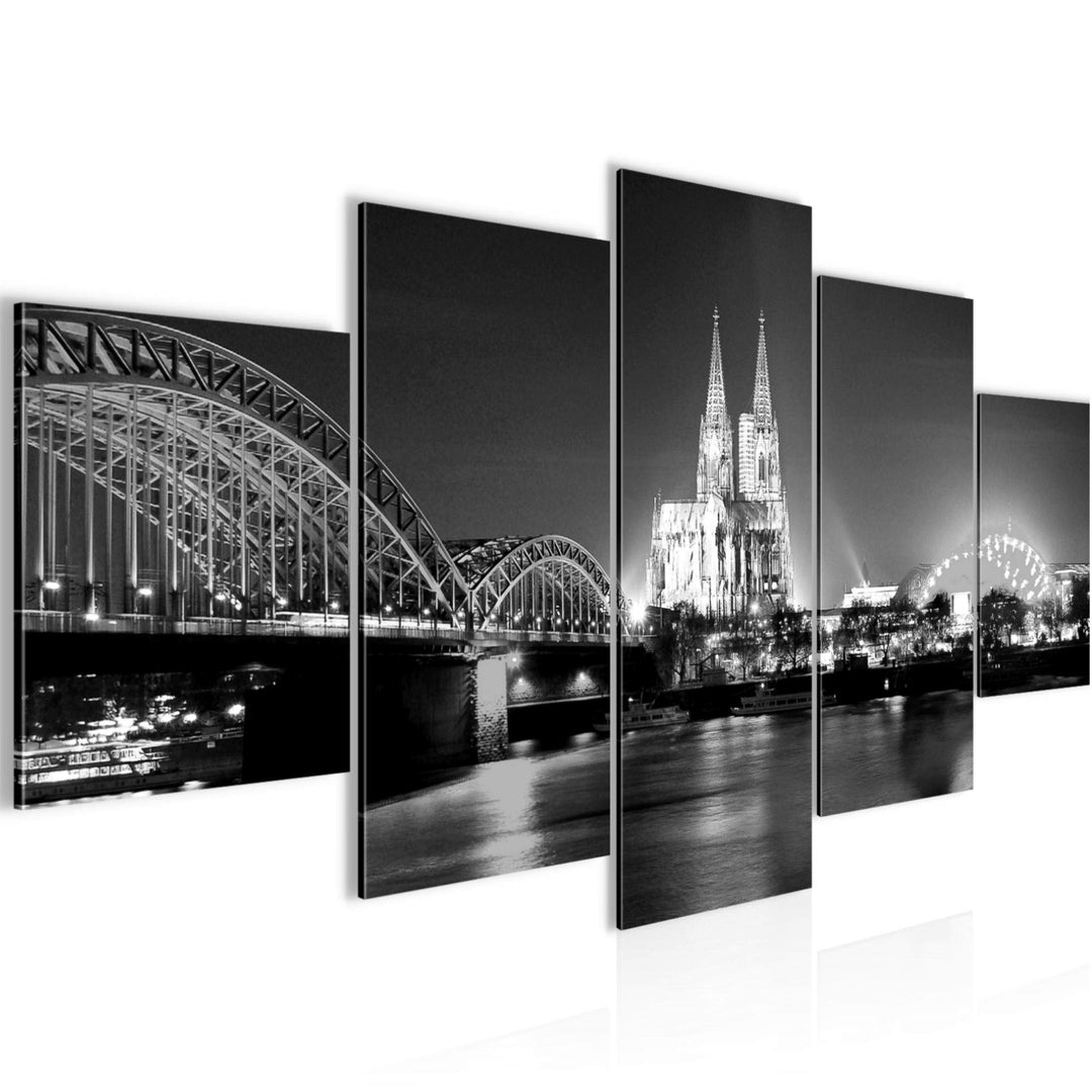 Runa Art Wandbilder Köln 5 Teilig Bild auf Vlies Leinwand Deko Wohnzimmer Schlafzimmer Skyline Schwa