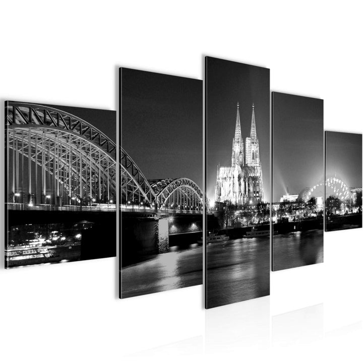 Runa Art Wandbilder Köln 5 Teilig Bild auf Vlies Leinwand Deko Wohnzimmer Schlafzimmer Skyline Schwa