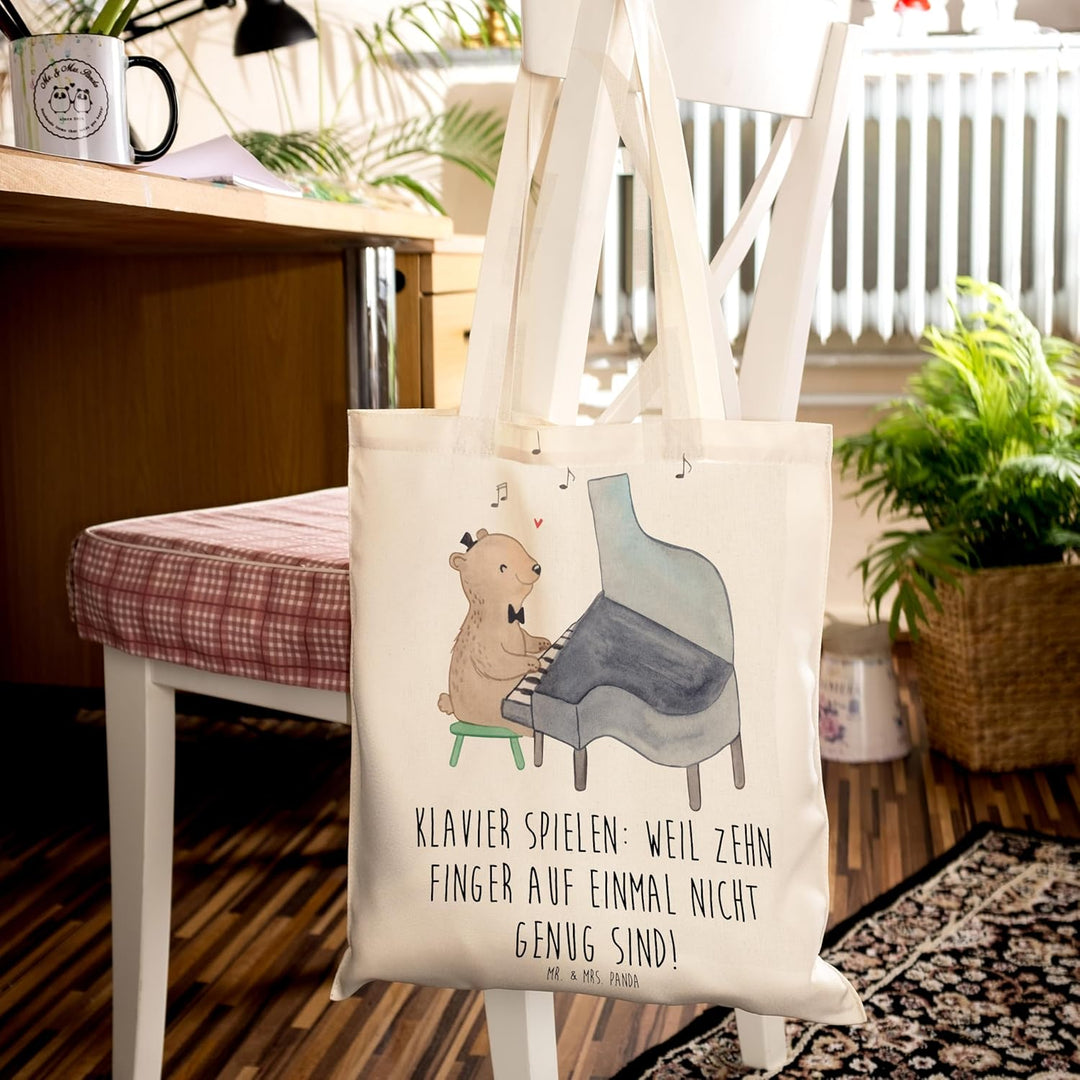 Mr. & Mrs. Panda stoff shopper Klavier Magie - Geschenk, Jutebeutel, Konzert, Instrument, Stoffbeute