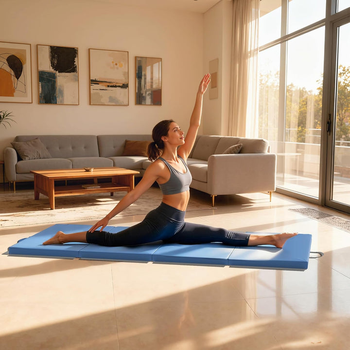 HOMCOM Faltbare Gymnastikmatte, dicke Gymnastikmatte, 180 x 80 x 5 cm, mit Griff, Bodenmatte für Yog
