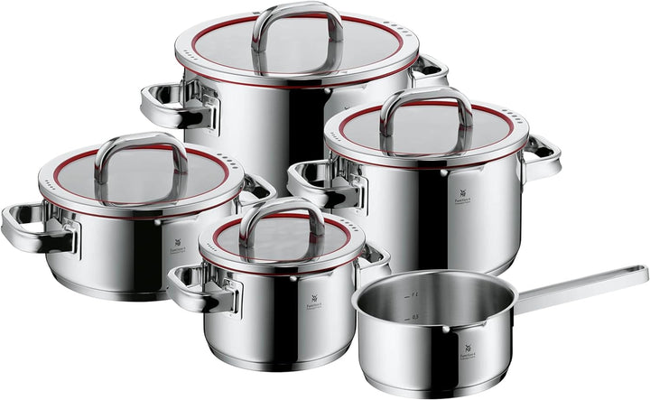 WMF Function 4 Topfset Induktion 5-teilig, Glasdeckel mit 4 Abgiessfunktionen, Cromargan Edelstahl p