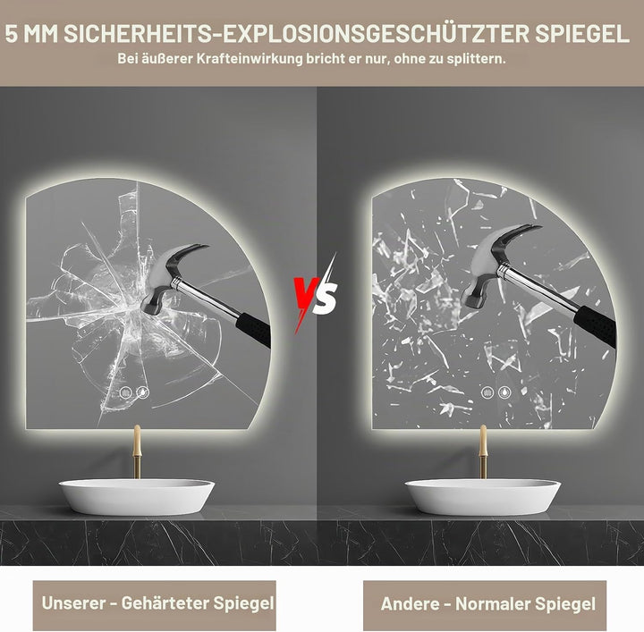 Badezimmerspiegel mit Beleuchtung,90cm Badspiegel mit Beleuchtung,Badezimmer LED Spiegel mit Licht m