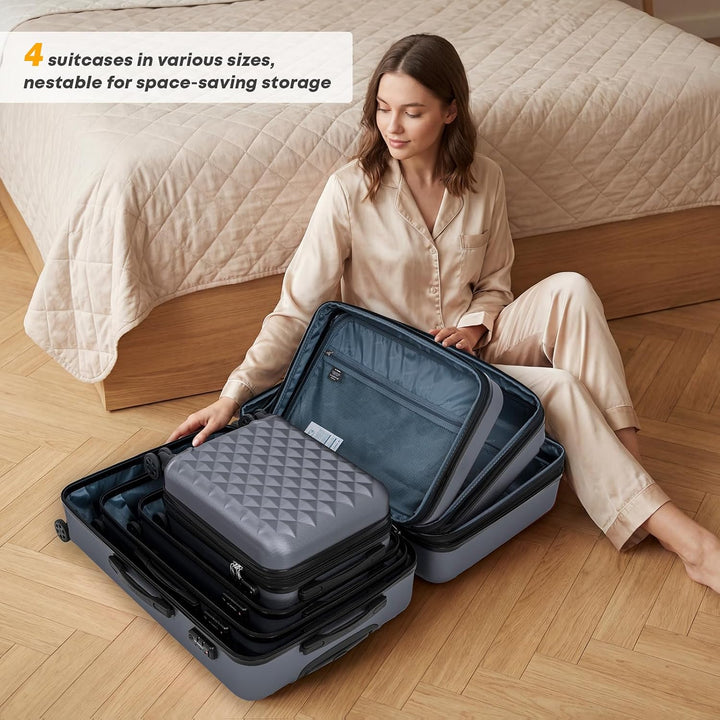 Reisekoffer Suitcase, Erweiterbarer Hartschalenkoffer Trolley mit TSA-Schloss und hochwertigem YKK-R