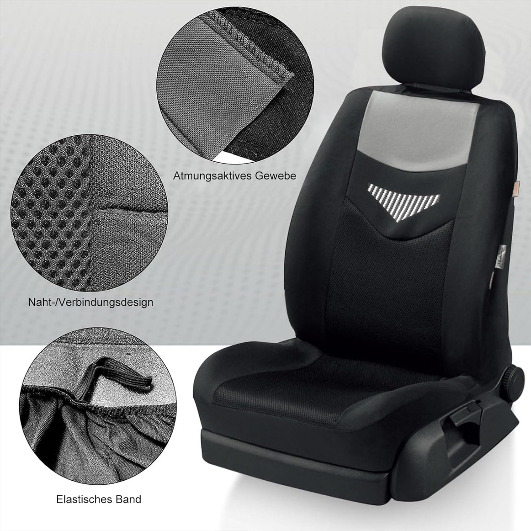 Autositzbezüge Universal Fit Komplettset, universell, Schwarz, Universalbezug, Vordersitzschutz für
