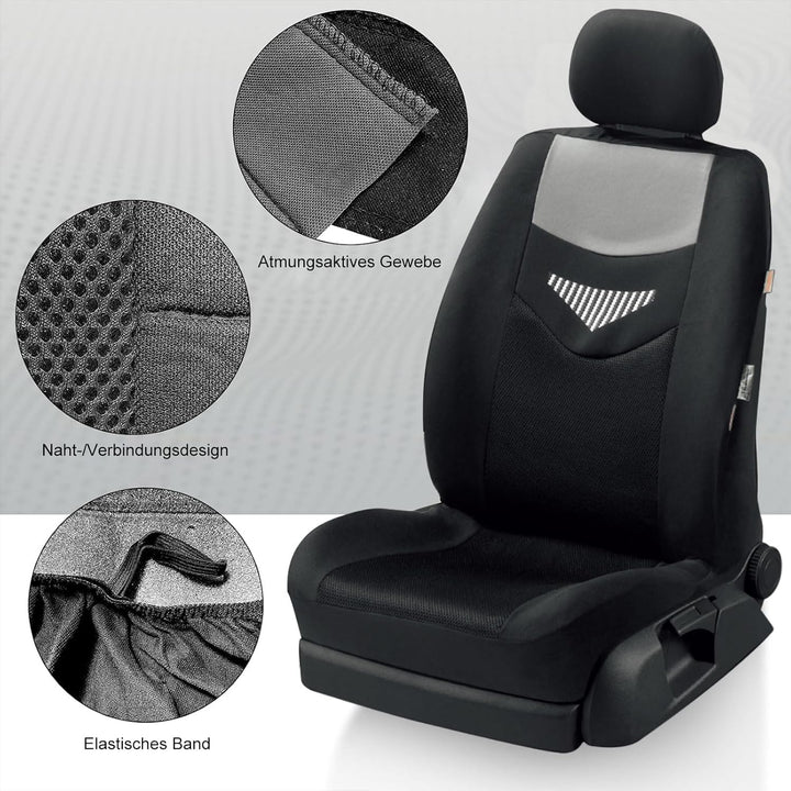 Autositzbezüge Universal Fit Komplettset, universell, Schwarz, Universalbezug, Vordersitzschutz für