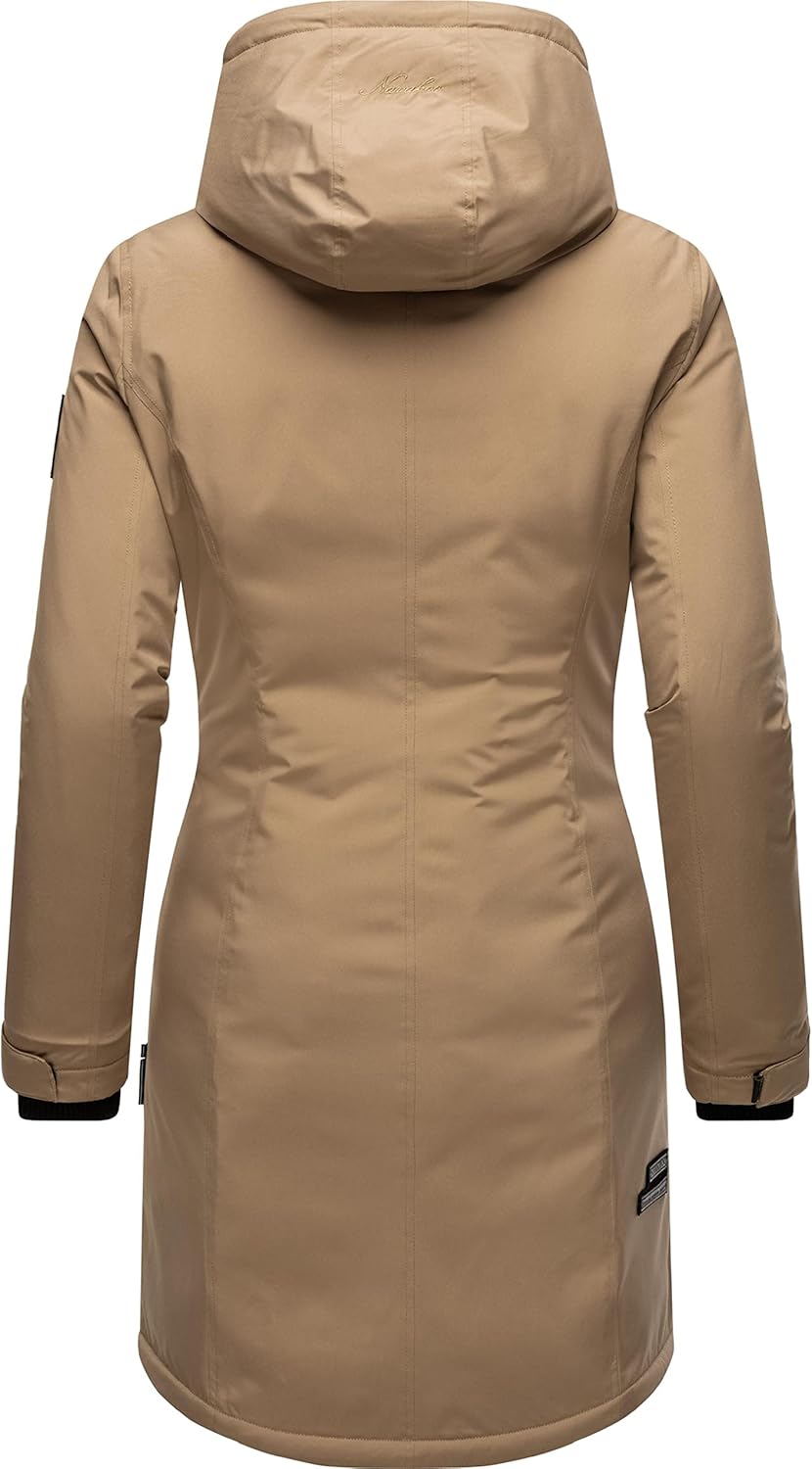 Navahoo Damen Wintermantel Winterparka mit Kapuze Letiziaa XS-3XL XXL Taupe, XXL Taupe