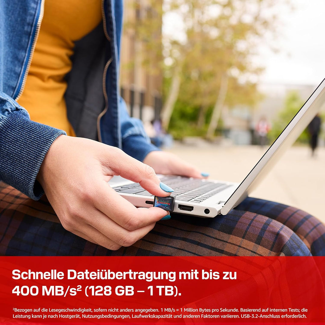 SANDISK Extreme Fit USB Flash-Laufwerk 512 GB (bis zu 400 MB/s Lesegeschwindigkeit, Speicher zur dau