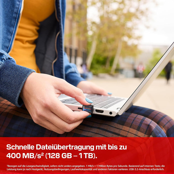 SANDISK Extreme Fit USB Flash-Laufwerk 512 GB (bis zu 400 MB/s Lesegeschwindigkeit, Speicher zur dau