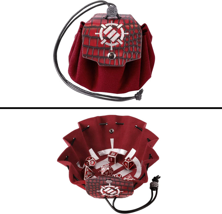 ENHANCE Würfelset aus Metall – 7 polyedrische Würfel mit 2-in-1-Würfeletui und Würfeltablett aus veg