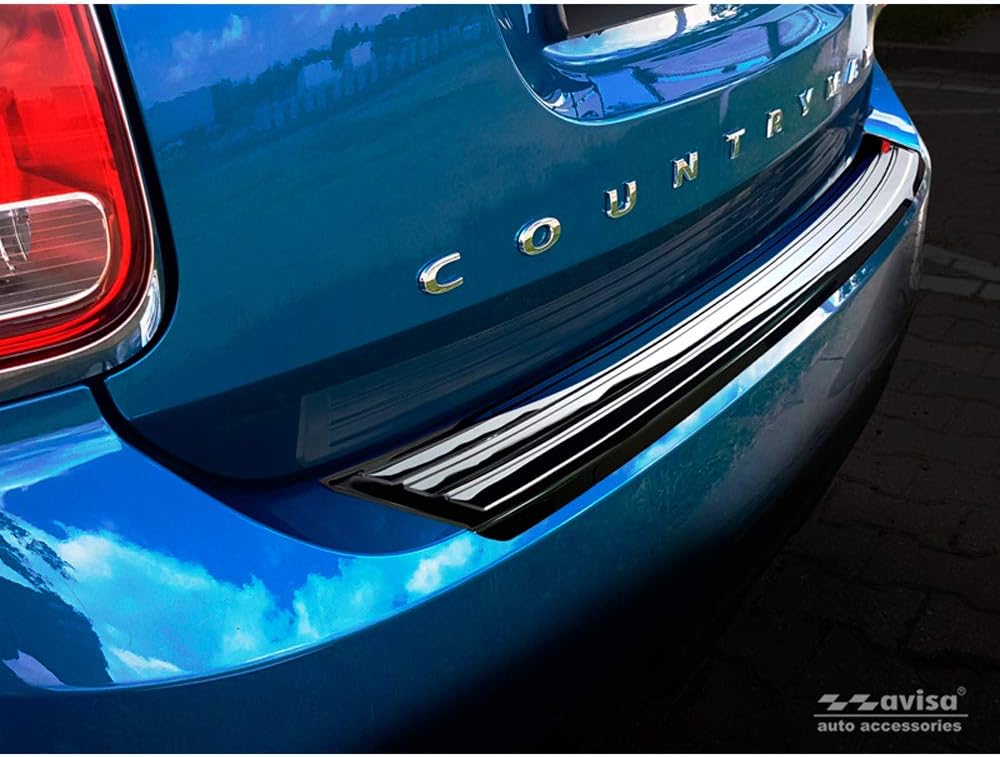 Spiegelschwarz Edelstahl Heckstossstangenschutz kompatibel mit Mini Countryman F60 2016-2020 'flag/l