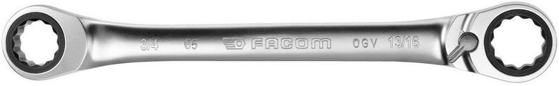 FACOM Knarren Ringschlüssel mit um 15° abgeschrägten Ringköpfen, 12 Kant 3/4x13/16, 1 Stück, 65.3/4X