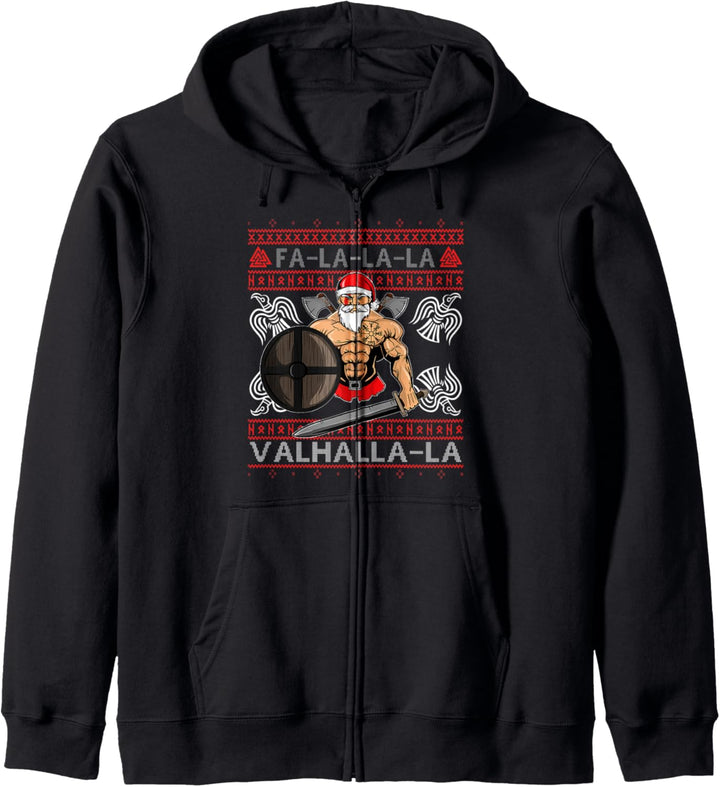 Ugly Christmas Design Fa-La-La Valhalla Viking Valknut Skull Kapuzenjacke