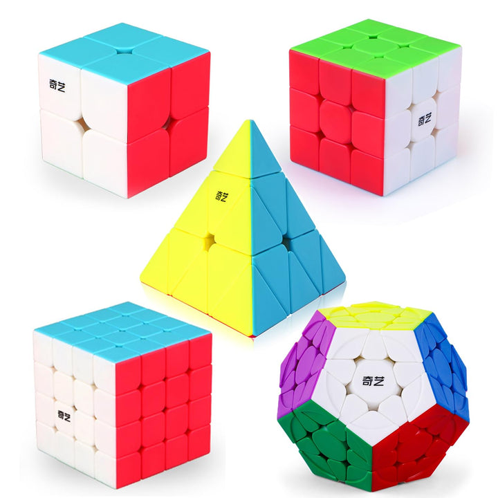 ROXENDA Speed Zauberwürfel Set, 2x2 3x3 4x4 Pyramide Dodekaeder Würfel Magischer Cube Sammlung für K