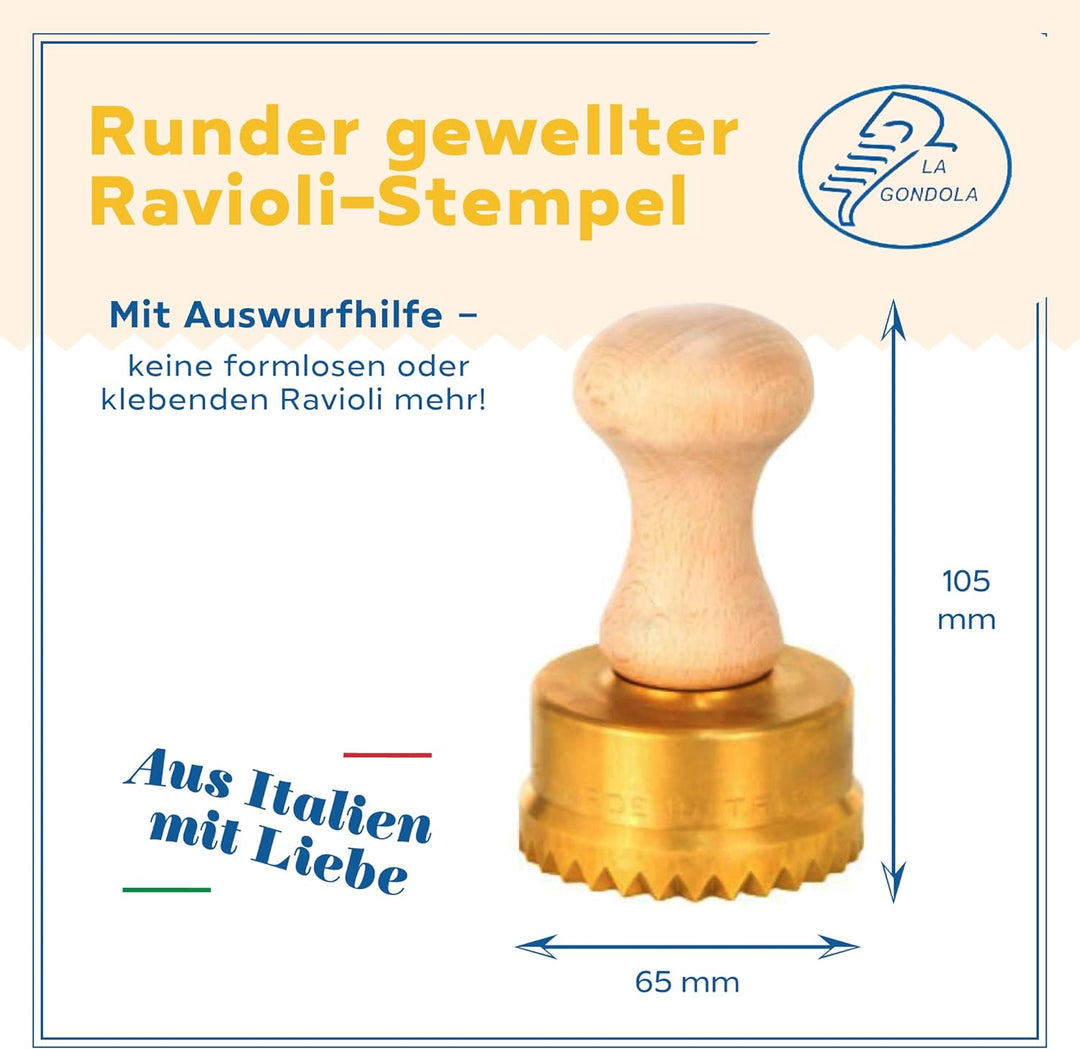 La Gondola Ravioli-Stempel - Rund Gewellt 65mm | Italienisches Pasta-Werkzeug für Zuhause und gewerb