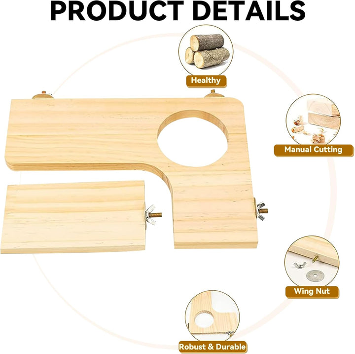 Hamster Zubehör aus Holz 5PCS Set für Kleintier Plattform Käfig, DIY Dekor Braun, Braun