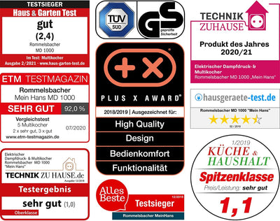 ROMMELSBACHER Elektrischer Dampfdruck- & Multikocher MD 1000 'MeinHans' – Das Original - 14 Automati