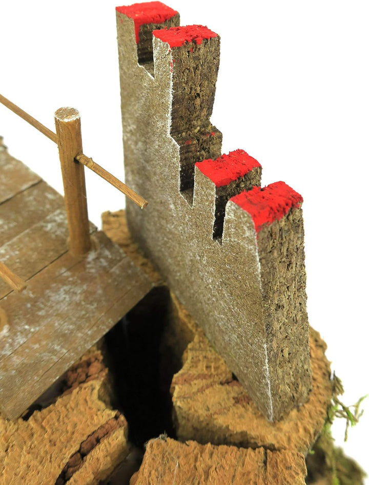 Bertoni Miniatur Mountain Lake mit Brücke und Baum, Holz, Mehrfarbig, 20 x 20 x 14 cm