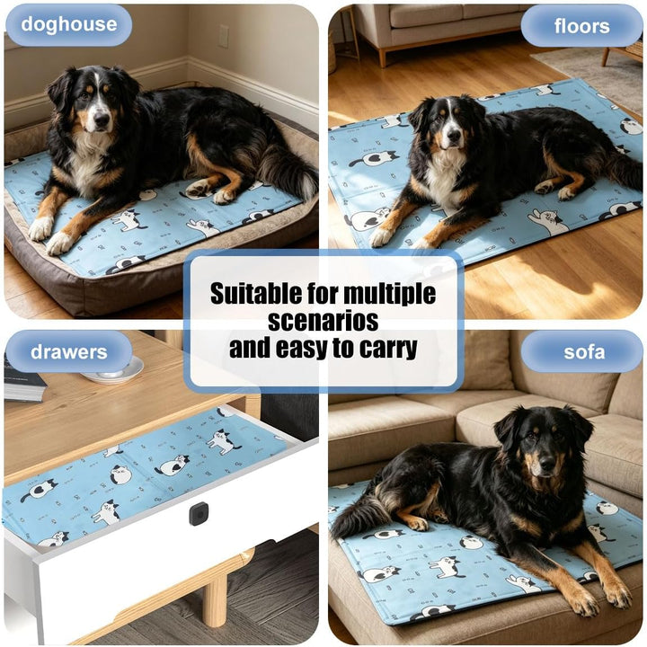 Kühlmatte Hund Katze Selbstfüllend 60×90cm,XL Kühldecke Hund Mit Ungiftigem Dünnes Gel,Faltbar leich