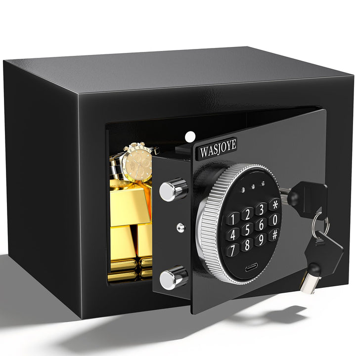 WASJOYE Mini Safe Tresor MöBeltresor Klein,Mini Tresor mit Schlüssel,Tresor Kinder mit Zahlenschloss