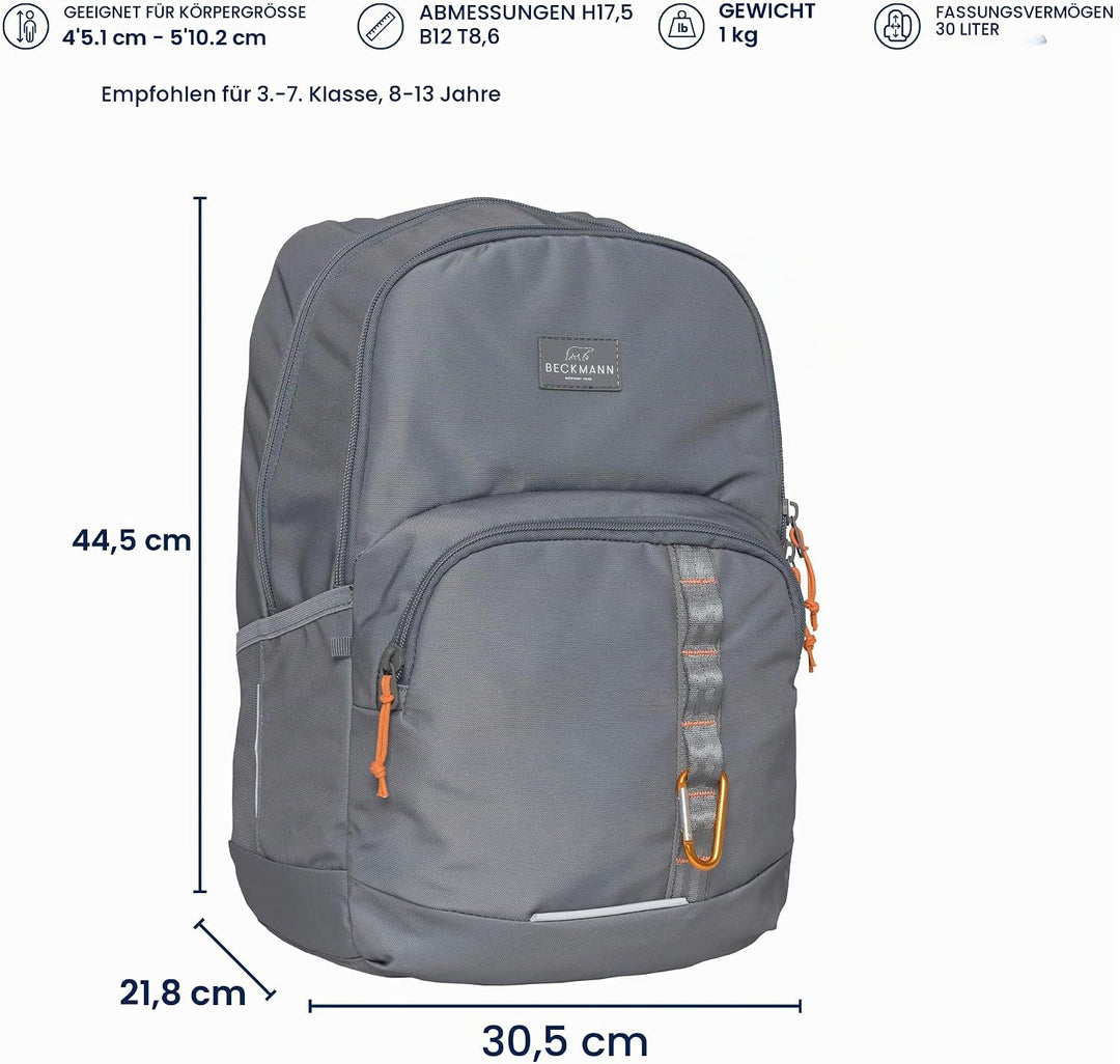 Beckmann Sport Junior Green Orange Schulrucksack, ergonomisch, mit Laptopfach