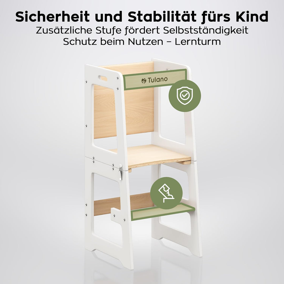 Tulano Mooby 35 Lernturm 3 in 1 für Kinder ab 1 Jahr – Montessori Kitchen Helper umbaubar zu Tisch m