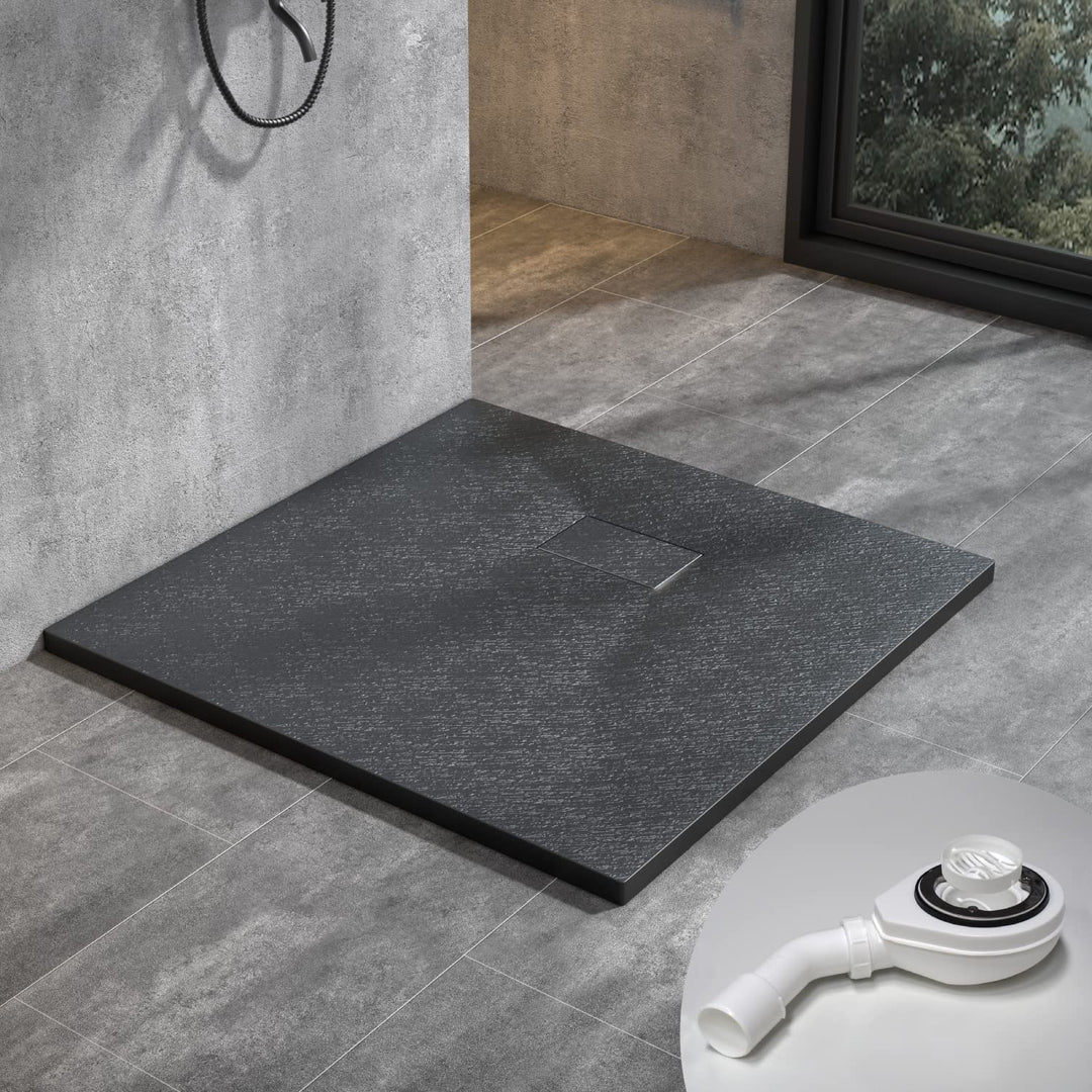 ITEN&amp;NOCK Duschwanne 90x90 cm SMC Brausewanne schwarz Steinoptik Antirutsch Duschtasse Höhe 3,2 cm N