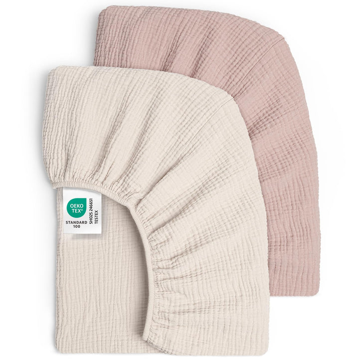 lulumoon Musselin Kinderbett Spannbettlaken Set: Weiches &amp; Atmungsaktives Spannbetttuch für Reisebet