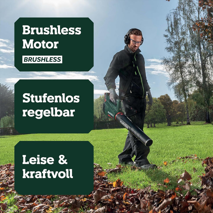 Metabo Akku-Laubbläser LB 18 LTX BL (601607850) 18V, 150 km/h Luftgeschwindigkeit (Tragegurt, gummie