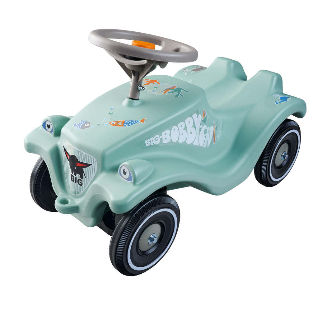 BIG Bobby Car Classic Green Sea - Rutschauto ab 1 Jahr im bunten Meeres-Design mit grauem Sicherheit