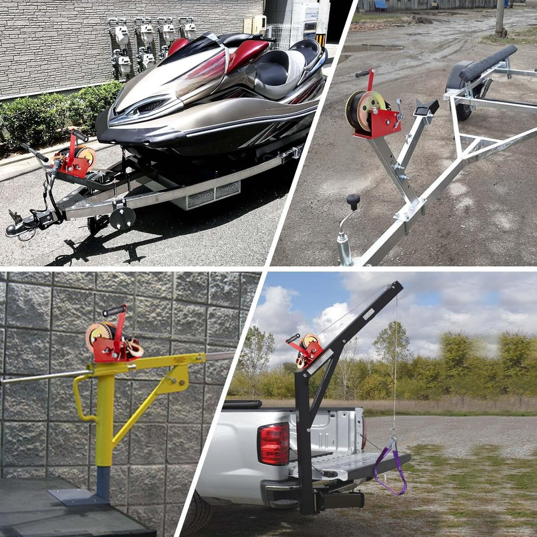 Pindex Handseiwinde mit 10m Gurtband 1600kg/3500LS, Seilwinde mit Bremse für Werkstatt/Garage/Anhäng