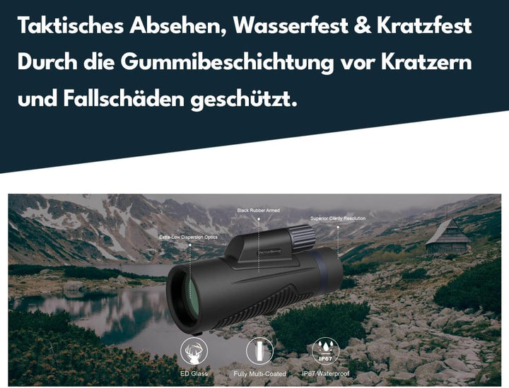 Vector Optics SCMO-02 Forester 10x50ED taktisches Monokular für Sport, Freizeit, Jagd, Camping und O