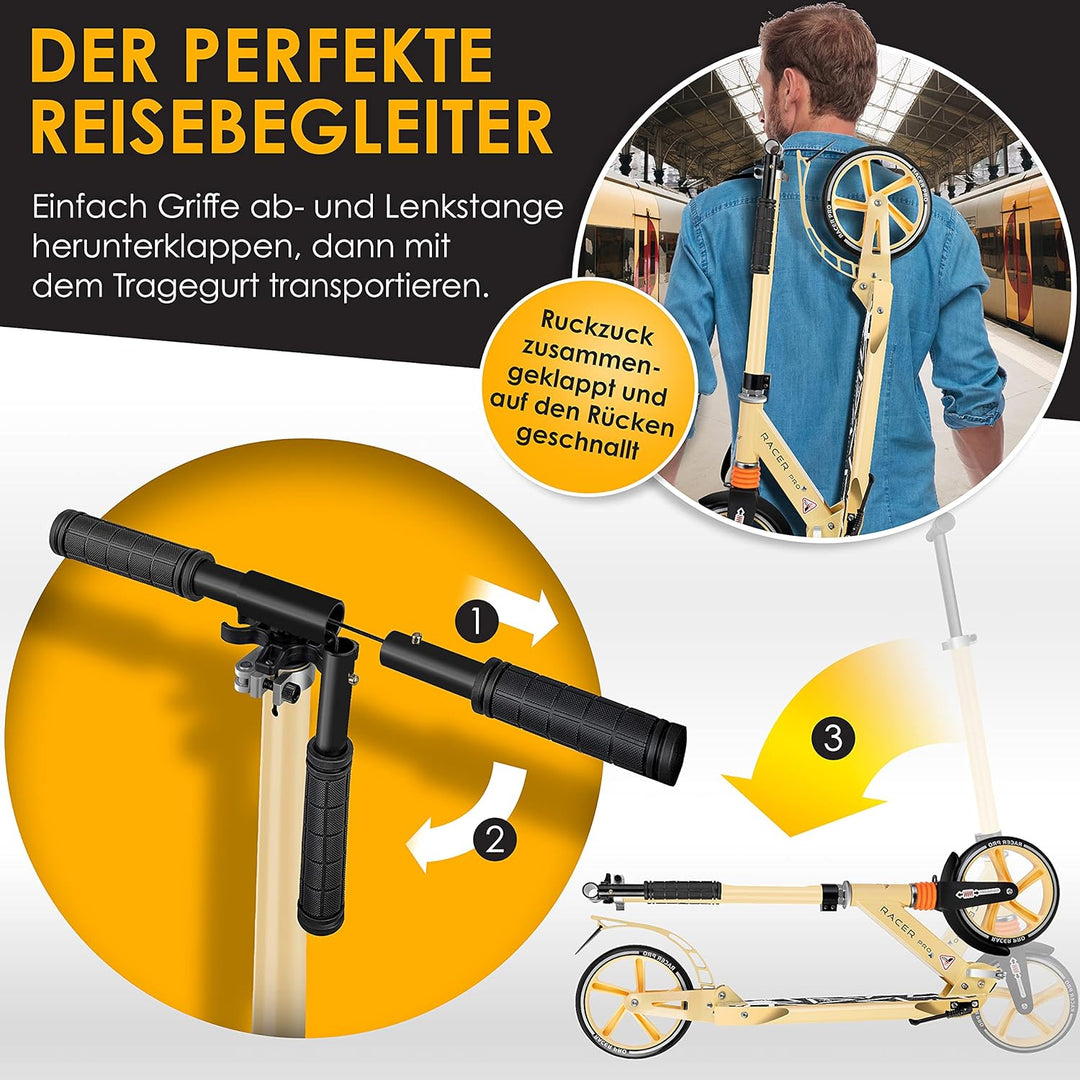 KESSER® Cityroller Scooter 205mm Räder PU Big Wheel - Pro-S Tretroller mit Doppel Federung, City-Rol