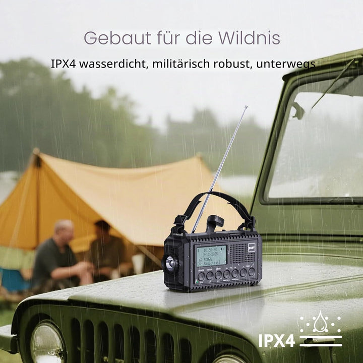 DAB/DAB+/UKW Digitalradio mit Eingebaute 5000mAh Akku Solar Radio Notfallradio mit USB Handyladefunk