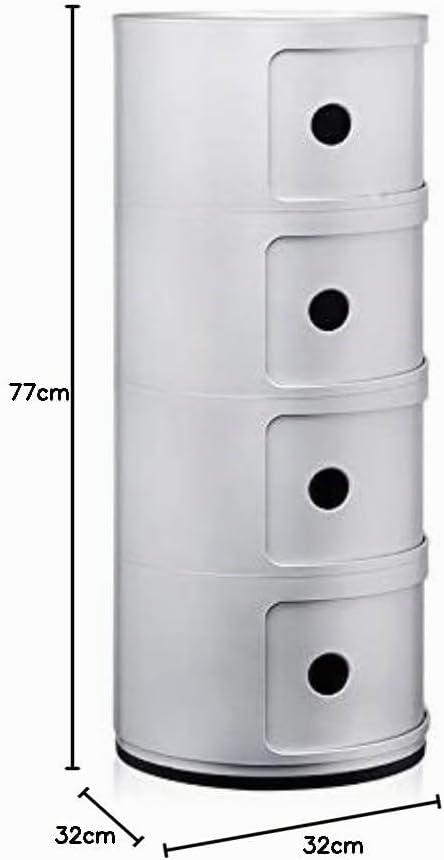 Kartell Componibili, 4 Elements, Silber, Runde Basis 4-fächer Silber, 4-fächer Silber