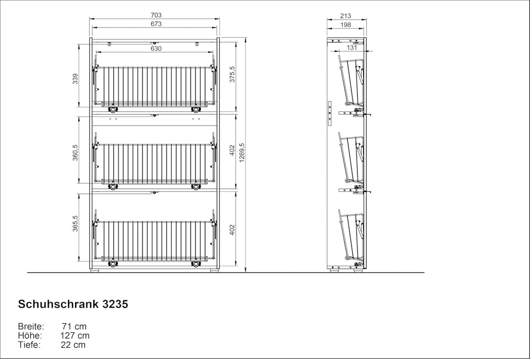 GERMANIA DIE MÖBELMACHER Germania Schuhschrank 3235-629, in Taupegrün/Navarra-Eiche-Nb., mit Klappen