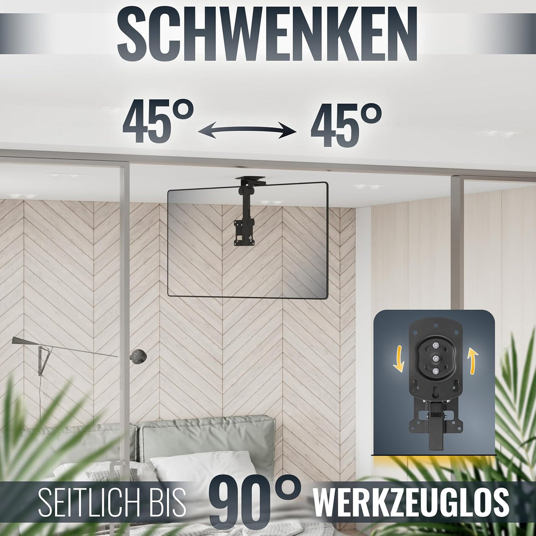 RICOO TV Deckenhalterung Schwenkbar Fernseher Halterung Decke Klappbar für 13-34 Zoll Bildschirm-Hal