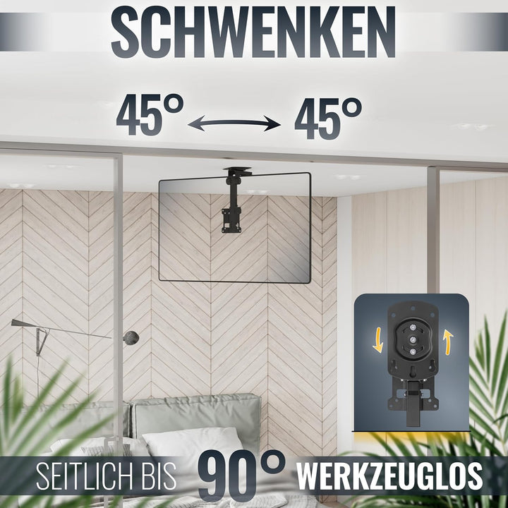 RICOO TV Deckenhalterung Schwenkbar Fernseher Halterung Decke Klappbar für 13-34 Zoll Bildschirm-Hal