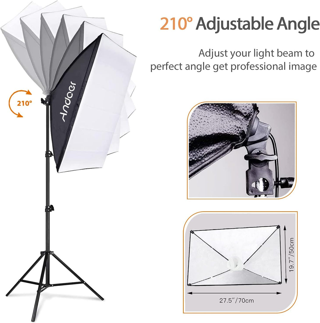 Andoer Fotostudio Set, 2M x 3M Hintergrund Stützsystem mit Softbox, Dauerlicht, Lichtstativ, Galgena