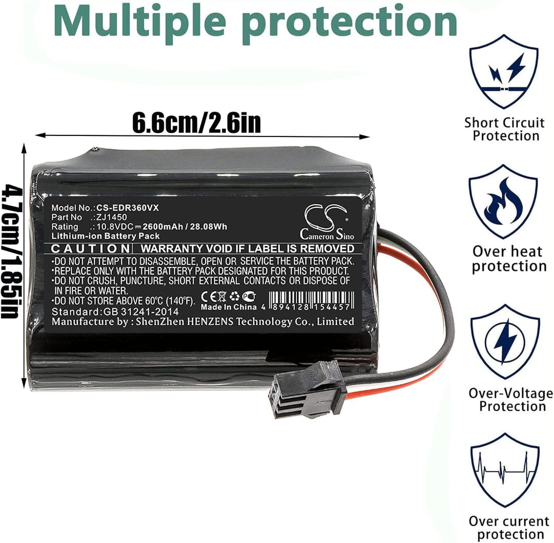 10.8V 2600mAh / 28.08Wh Ecovacs ZJ1450 Akku, Ecovacs D36A, D36B, D36C, D36E, DA60, DA611, DB35, Deeb