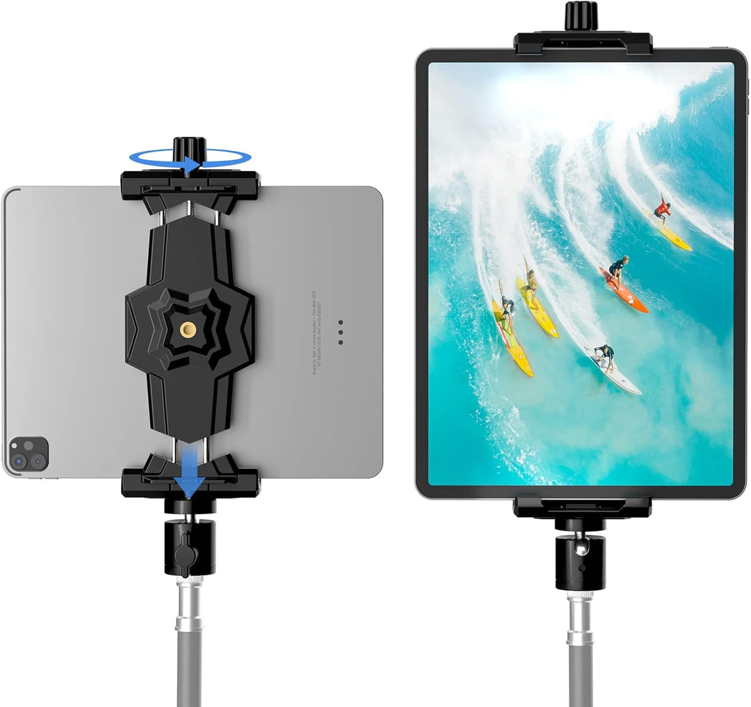 KDD iPad Halterung Adapter für Stativ, Tablet Halterung mit Kugelkopf, Tablet Halterung Stativ 360°D