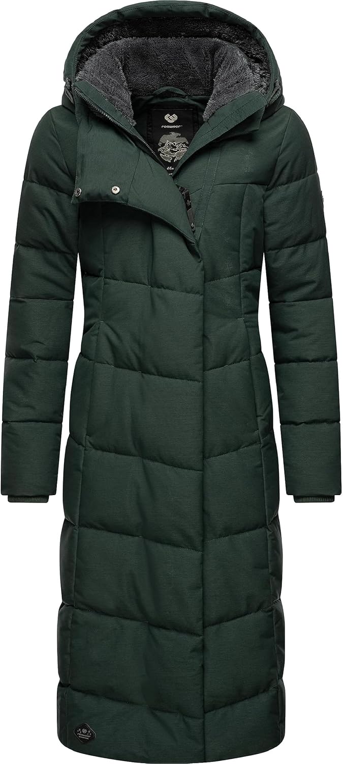 Ragwear Damen atmungsaktiver Wintermantel Warmer wasserdichter Steppmantel lang mit Kapuze Pavla Lon