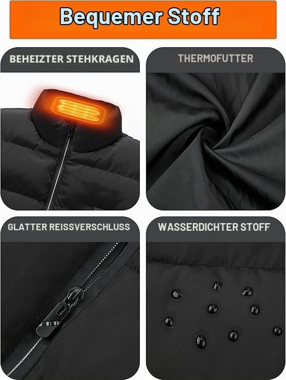 Beheizbare Weste für Herren Damen, Heizweste mit 20000 mAh Akku und 15 Heizzonen, Beheizbare Jacke f