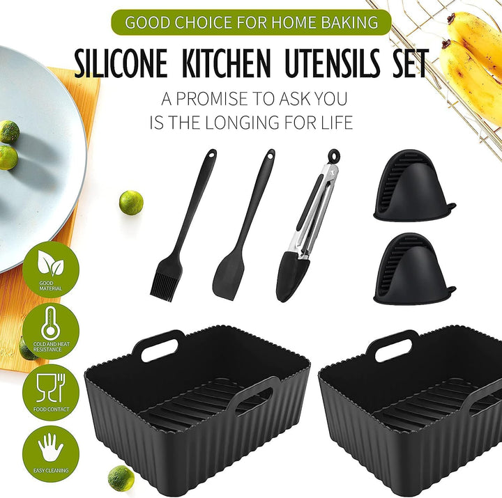 Ninja Heissluftfritteusen-Zubehör 10er Set inklusive Silikon-Unterlage & Dual-Luftfritteusen-Racks &