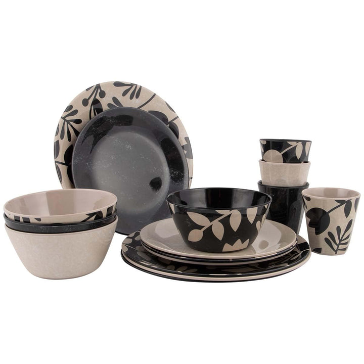 Bo-Camp - Essgeschirr - Mix & Match - 16 teilig - Beige/Schwarz