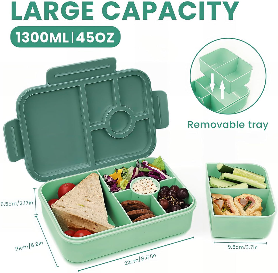 Bugucat Brotdose Kinder mit Fächern 1300ML,Lunchbox Kinder Auslaufsicher mit 5 Fächern,Bento Box Lun
