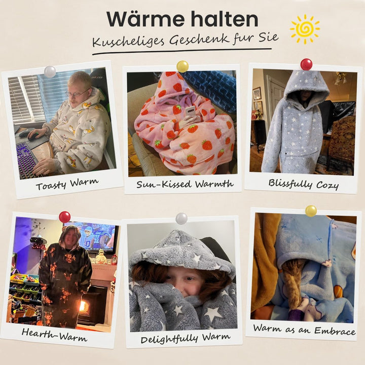 Lanqinglv Kuscheldecke mit Ärmeln,Sherpa Decke Hoodie Sweatshirt Oversized,Einheitsgrösse Kapuzenpul