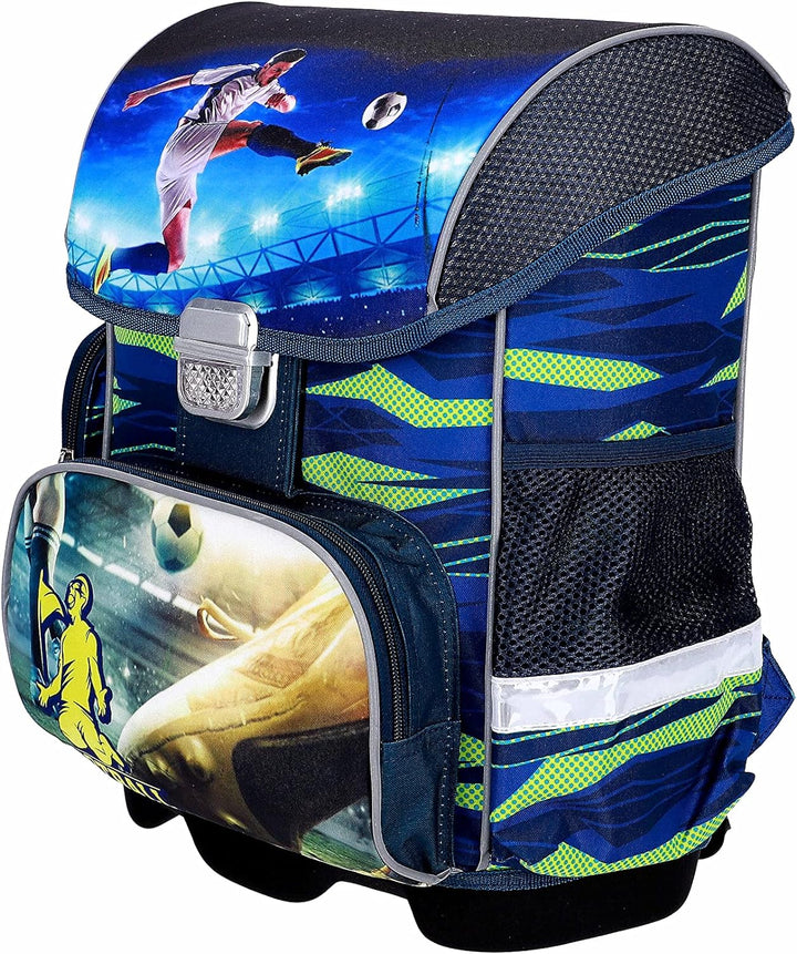 SCOOLSTAR Fussball Schulranzen Schultornister Junge 1 Klasse Schulrucksack Schultasche | SET 3 tlg.